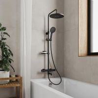 Душевая система Milardo Ideal Spa с термостатом Черная матовая арт-ILSBLTHM06 — фото 1, Душевые стойки