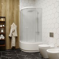 Душевой уголок Parly 80x80 профиль Белый стекло матовое арт-ZF80 — фото 2, Душевые уголки четверть круга