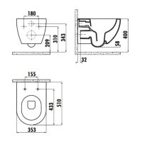 Унитаз Creavit Free подвесной Черный матовый без сиденья арт-FE322-11SM00E-0000 — фото 2, Подвесные унитазы