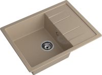 GRANFEST Мойка QUADRO 650L 1-чаша+крыло 650*500мм песочный арт.GF- арт-Q-650L песочный — фото 1, Кухонные мойки