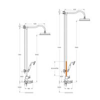 Удлинитель для душевой стойки CEZARES арт-ECO-EXT30-01 — фото 4, Кронштейны для верхнего душа