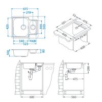 Мойка для кухни LINE 50 NAT-90 615X500 в компл. с сифоном 1130555, арт-1065676.0 — фото 2, Кухонные мойки