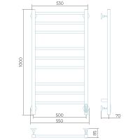 Электрический полотенцесушитель Larusso Имидж П9 500х1000 Хром арт-4670078536280 — фото 2, Электрические полотенцесушители