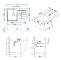 Мойка для кухни LINE 70 NAT-90 790X500 в компл. с сифоном 1130555, арт-1065684.0 — фото 2, Кухонные мойки