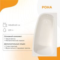 Акриловая ванна Radomir Рона 148x80 R без гидромассажа арт-1-01-0-2-1-342 — фото 1, Акриловые ванны