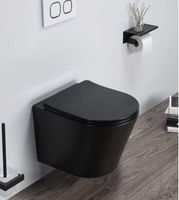 Унитаз CeramaLux подвесной Черный матовый с сиденьем Микролифт арт-B2330-1MB — фото 5, Подвесные унитазы