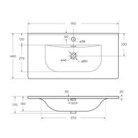 Керамическая раковина CEZARES арт-CZR-8099-90 — фото 3, Раковины встраиваемые сверху