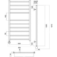 Электрический полотенцесушитель Domoterm Квадро П10 500x1000 EL Хром арт-КвадроП10500x1000EL — фото 2, Электрические полотенцесушители