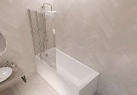 Шторка на ванну 1MarKa 85x150 профиль Хром стекло прозрачное арт-P-05 — фото 2, Шторки для ванной распашные