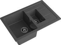 GRANFEST Мойка QUADRO 775KL 1,5-чаши+крыло 765*495мм графит арт.GF- арт-Q-775KL графит — фото 1, Кухонные мойки