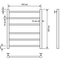Водяной полотенцесушитель Comfysan Noumi W-6 60x50 Черный матовый арт-013745 — фото 2, Водяные полотенцесушители
