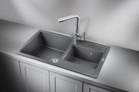 Granula- (ЧЁРНО-СЕРЫЙ), кухонная мойка, кварц арт-8201, ГРАФИТ — фото 2, Кухонные мойки