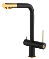 Товар: Rivelato Смеситель для кухни Lugano Г-обр. с краном питьевой воды D-35мм nero oro арт. арт-1523513 nero oro - фото 1 Rivelato Смеситель для кухни Lugano Г-обр. с краном питьевой воды D-35мм nero oro арт. арт-1523513 nero oro — фото 1, Смесители для кухни
