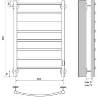 Электрический полотенцесушитель Melodia della vita Classica Electro 50х80 П8 Полированная арт-MTRCAE5080 — фото 2, Электрические полотенцесушители