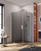 Душевой уголок CEZARES арт-SLIDER-AH-1-100-90/100-GRIGIO-Cr — фото 1, Прямоугольные душевые уголки