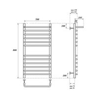 Водяной полотенцесушитель Point Нептун П11 500x800 с полкой Хром арт-PN09158SP — фото 3, Водяные полотенцесушители