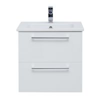 Тумба GIO, 80 см, подвесная, 2 ящика, белый глянец арт-77.0103W — фото 2, Тумбы под раковину