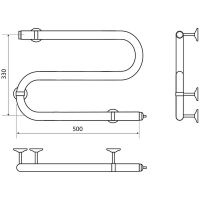 Электрический полотенцесушитель Melodia della vita Wave Electro S-образный 33х50 Полирова арт-MTRWVE3350 — фото 2, Электрические полотенцесушители