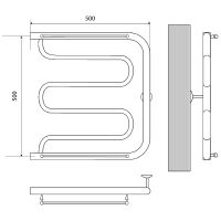 Водяной полотенцесушитель Melodia della vita Foxtrot 50x50х1 с полкой Полированная сталь арт-MTRFT5050 — фото 2, Водяные полотенцесушители