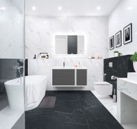 Шкафчик подвесной совместимый с базой под раковину CEZARES BELLAGIO Grigio nuvola арт-55302 — фото 4, Шкафы для ванной