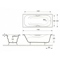 Чугунная ванна Delice Malibu 170x80 без отверстий под ручки и антискользящего покрытия арт-DLR230630 — фото 2, Чугунные ванны