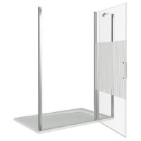 Душевая дверь Good Door Pandora WTW-140-T-CH 140 профиль Хром стекло с узором Тростник арт-ПД00045 — фото 4, Распашные душевые двери