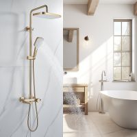 Душевая система Rose R18G с термостатом Золото матовое арт-R1896G — фото 11, Душевые стойки