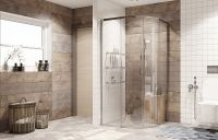 Душевой уголок Ambassador Queen 100х100 профиль Хром стекло прозрачное арт-11011102 — фото 8, Душевые уголки четверть круга