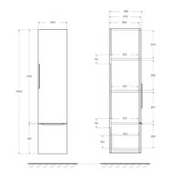 Колонна подвесная с распашной дверью, с зеркалом внутри, одним выдвижным ящиком, реверсивная CEZARES арт-55509 — фото 8, Шкафы для ванной