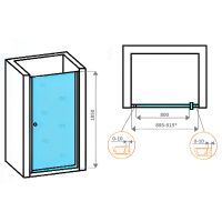 Душевая дверь Parly 90 профиль Черный стекло прозрачное арт-DE90B — фото 4, Распашные душевые двери