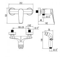 Гигиенический душ со смесителем Lemark Bronx Черный арт-LM3718BL — фото 2, Гигиенические души
