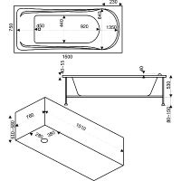 Акриловая ванна Bas Бриз 150x75 без гидромассажа арт-В 00006 — фото 2, Акриловые ванны