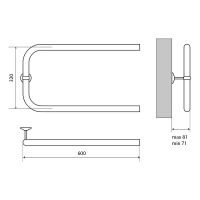 Водяной полотенцесушитель Melodia della vita Moon П-образный 32х60 Полированная сталь арт-MTRMN3260 — фото 2, Водяные полотенцесушители
