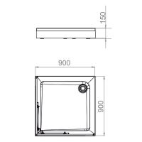 Акриловый поддон для душа Melodia della vita Cube 90x90 Белый арт-MTYCB9090 — фото 2, Акриловые душевые поддоны