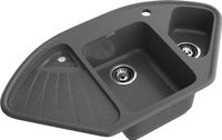 GRANFEST Мойка CORNER 1040E угловая 1,5-чаши+крыло 1039*560мм графит арт.GF- арт-C-1040E графит — фото 1, Кухонные мойки