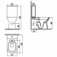 Унитаз компакт Creavit Nova Белый без бачка и сиденья арт-NV361-11CB00E-0000 — фото 2, Напольные унитазы