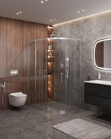 Душевой уголок CEZARES арт-MOLVENO-RH-2-130/100-C-Cr-IV — фото 2, Асимметричные душевые уголки