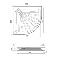 Акриловый поддон для душа 1MarKa Tondo 100x100 с антискользящим покрытием арт-01пто10 — фото 2, Акриловые душевые поддоны