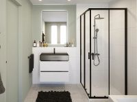 Душевой уголок Riho Hamar 2.0 90x90 профиль Черный матовый стекло прозрачное арт-G007005121 — фото 2, Квадратные душевые уголки