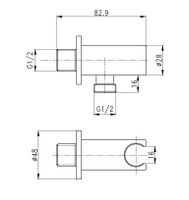 Штуцер с держателем ручного душа CEZARES арт-CZR-AI12-01 — фото 2, Держатели для душа