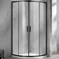 Душевой уголок Azario Milton 100х100 AZ-ND2142 1000 профиль Черный стекло прозрачное арт-AZ-ND2142 1000 Black — фото 2, Душевые уголки четверть круга