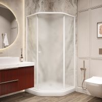 Душевой уголок Parly 90x90 ZEР911FR профиль Белый стекло матовое арт-ZEP91FR — фото 1, Душевые уголки трапеция