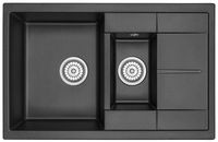 Granula- (чёрный металлик), кухонная мойка, кварц арт-7802, ШВАРЦ — фото 1, Кухонные мойки