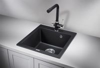 Granula- (чёрный металлик), кухонная мойка, кварц арт-4651, ШВАРЦ — фото 2, Кухонные мойки