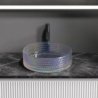 Раковина-чаша Ceramicanova Cristal 36 Неон арт-CN6059 — фото 3, Раковины накладные