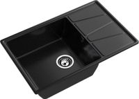 GRANFEST Мойка VERTEX 780L 1-чаша+крыл 780*500мм черный арт.GF- арт-V-780L черный — фото 1, Кухонные мойки