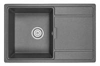 Granula- (ЧЁРНО-СЕРЫЙ), кухонная мойка, кварц арт-7804, ГРАФИТ — фото 1, Кухонные мойки