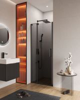 Душевая дверь в нишу CEZARES арт-SLIDER-B-1-80/90-GRIGIO-NERO — фото 1, Распашные душевые двери