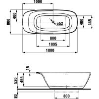 Ванна из искусственного камня Laufen Ino 180х80 без гидромассажа арт-2.3030.2.000.000.1 — фото 3, Ванны из искусственного камня