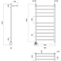 Электрический полотенцесушитель Domoterm Медея с/п П10 500x1000 EL с полкой Золото арт-Медеяс/пП10500x1000ELзолото — фото 2, Электрические полотенцесушители